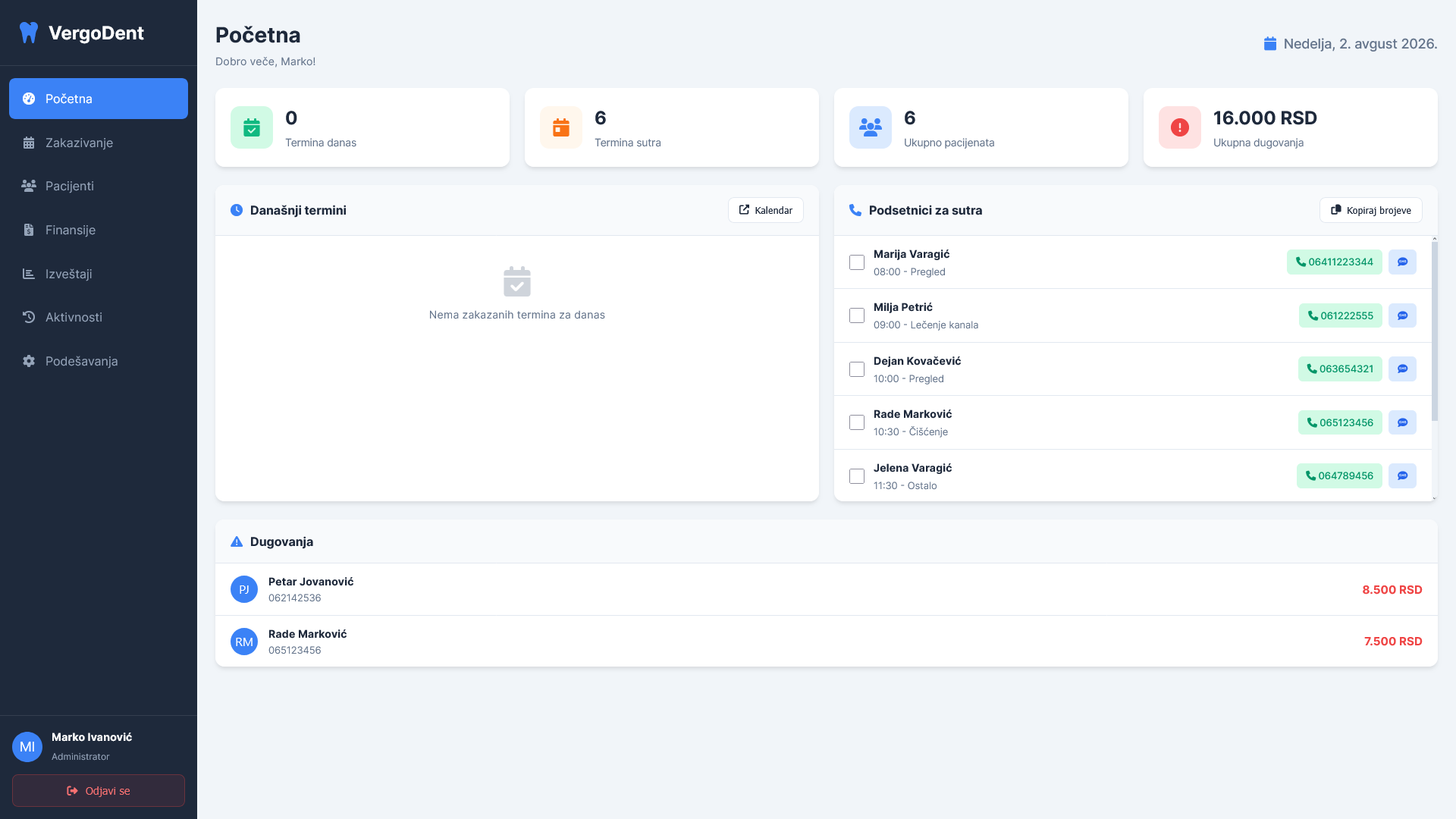 DentalManager Dashboard